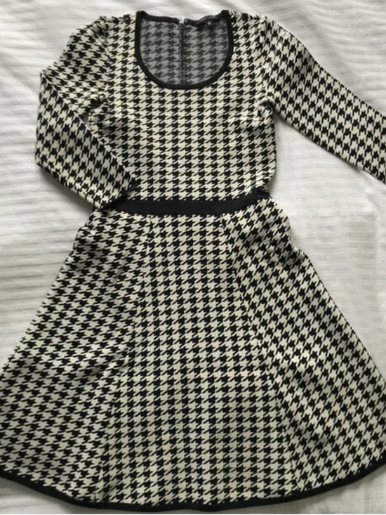 Pink Tartan Dresses & Skirts - Pink Tartan Houndstooth Long Sleeve Fit-and-Flare Dress